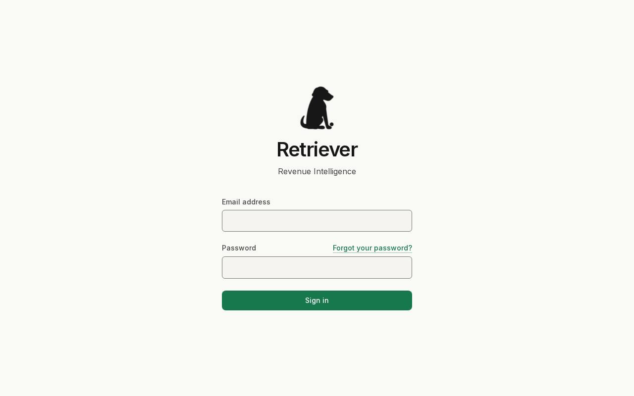 Retriever sign-in screen